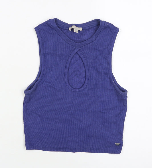Pull & Bear Teens Blue Cropped Tank, Medium, Sleeveless