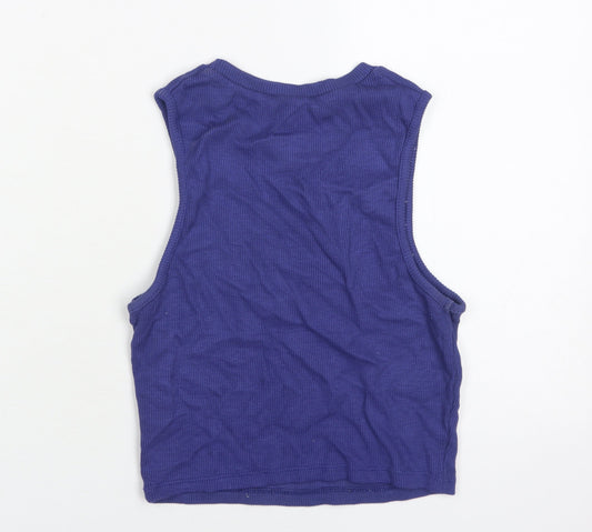 Pull & Bear Teens Blue Cropped Tank, Medium, Sleeveless