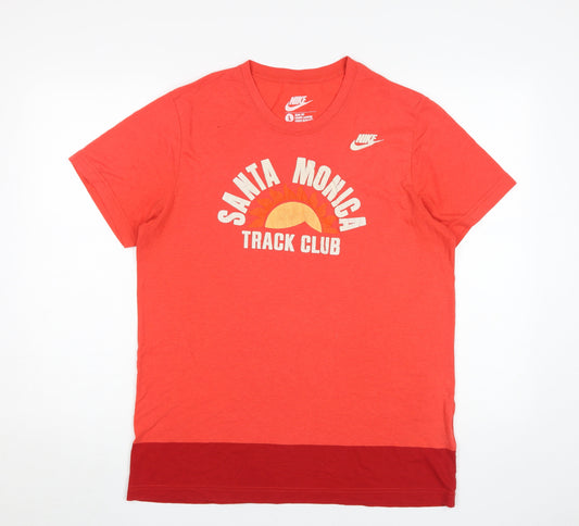 Nike Men's Red Graphic Print Slim Fit T-Shirt