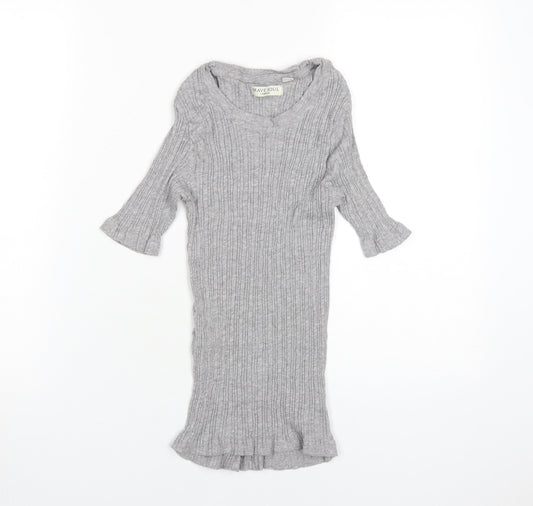Brave Soul Women's Grey Ribbed Knit Tunic, M