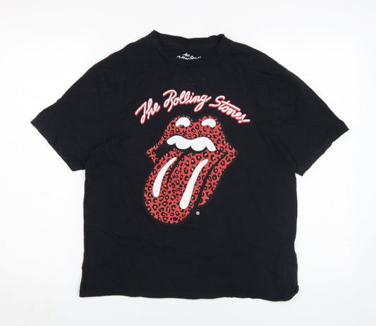 Pull & Bear Unisex Black Rolling Stones T-Shirt M
