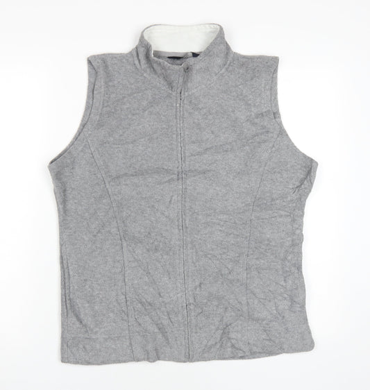 ISLE ESSENTIALS Grey Waistcoat, Women's M, Full Zip