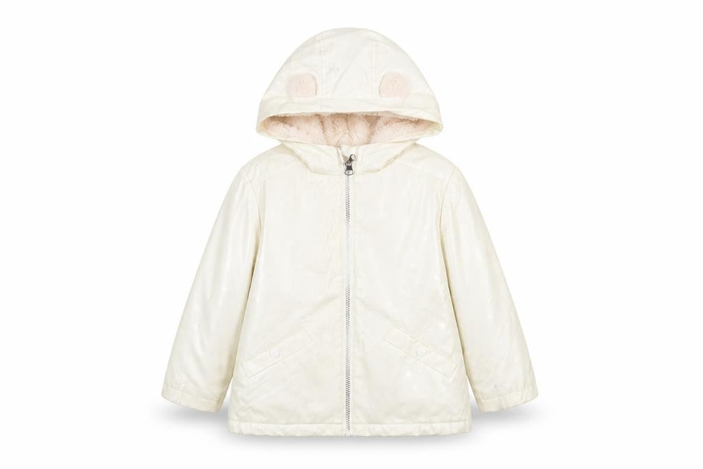 Front view of Marks & Spencer girls’ ivory puffer jacket 5-6y