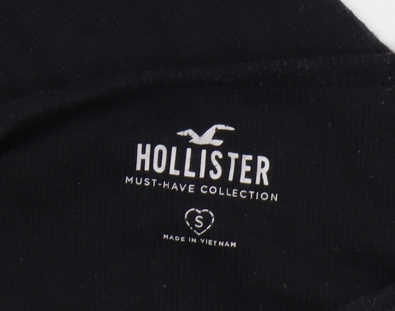 Hollister Women's Black T-Shirt, Solid, Size S, Regular Fit