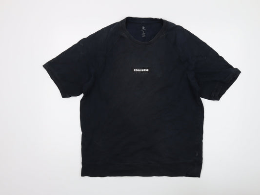 Converse Men's Black Cotton Logo T-Shirt - Size S