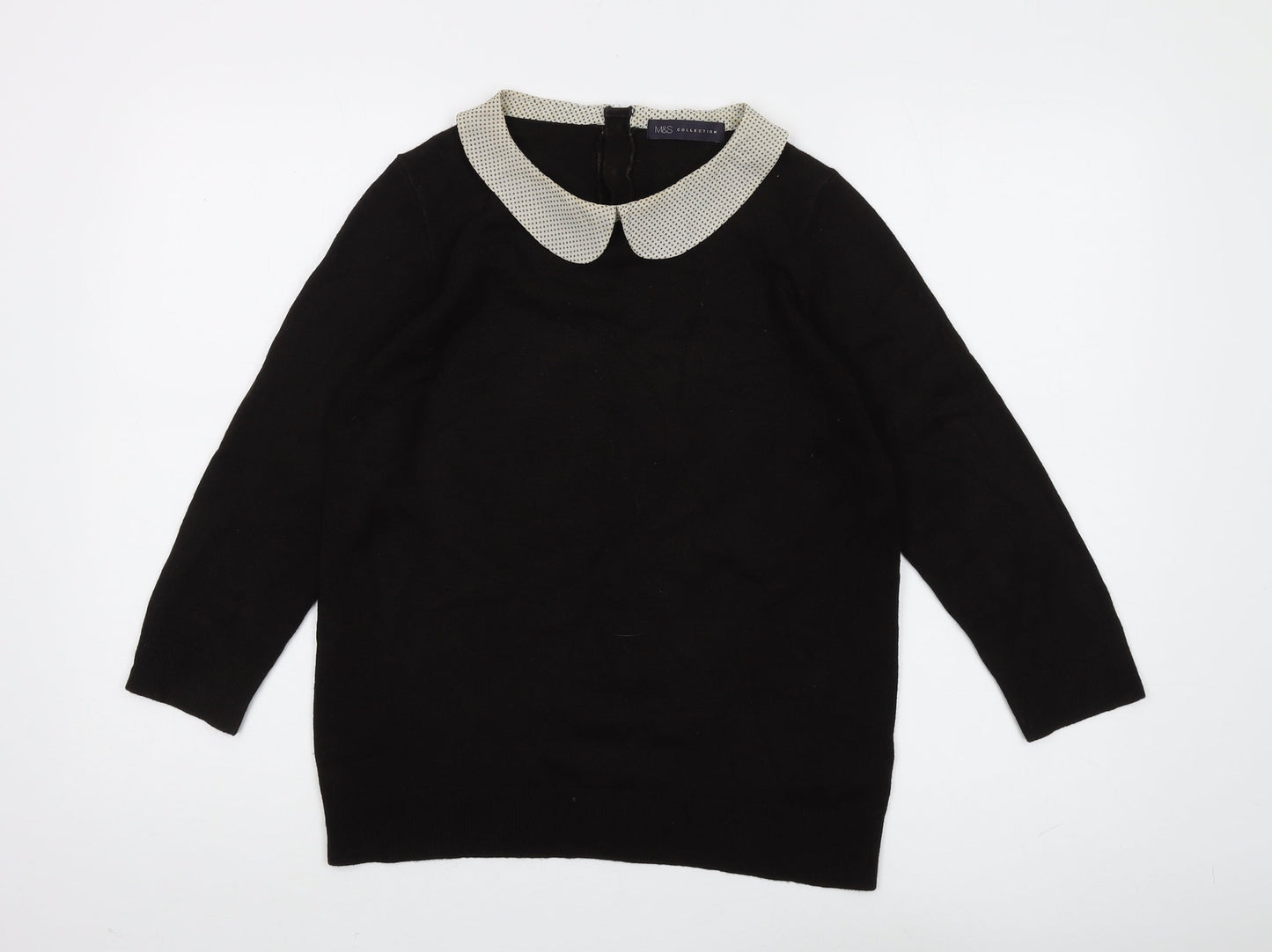 Marks and Spencer Women's Black Collared Pullover, Size 12