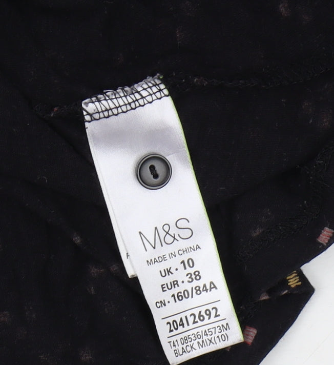 Marks and Spencer Women's Black Floral Blouse 10