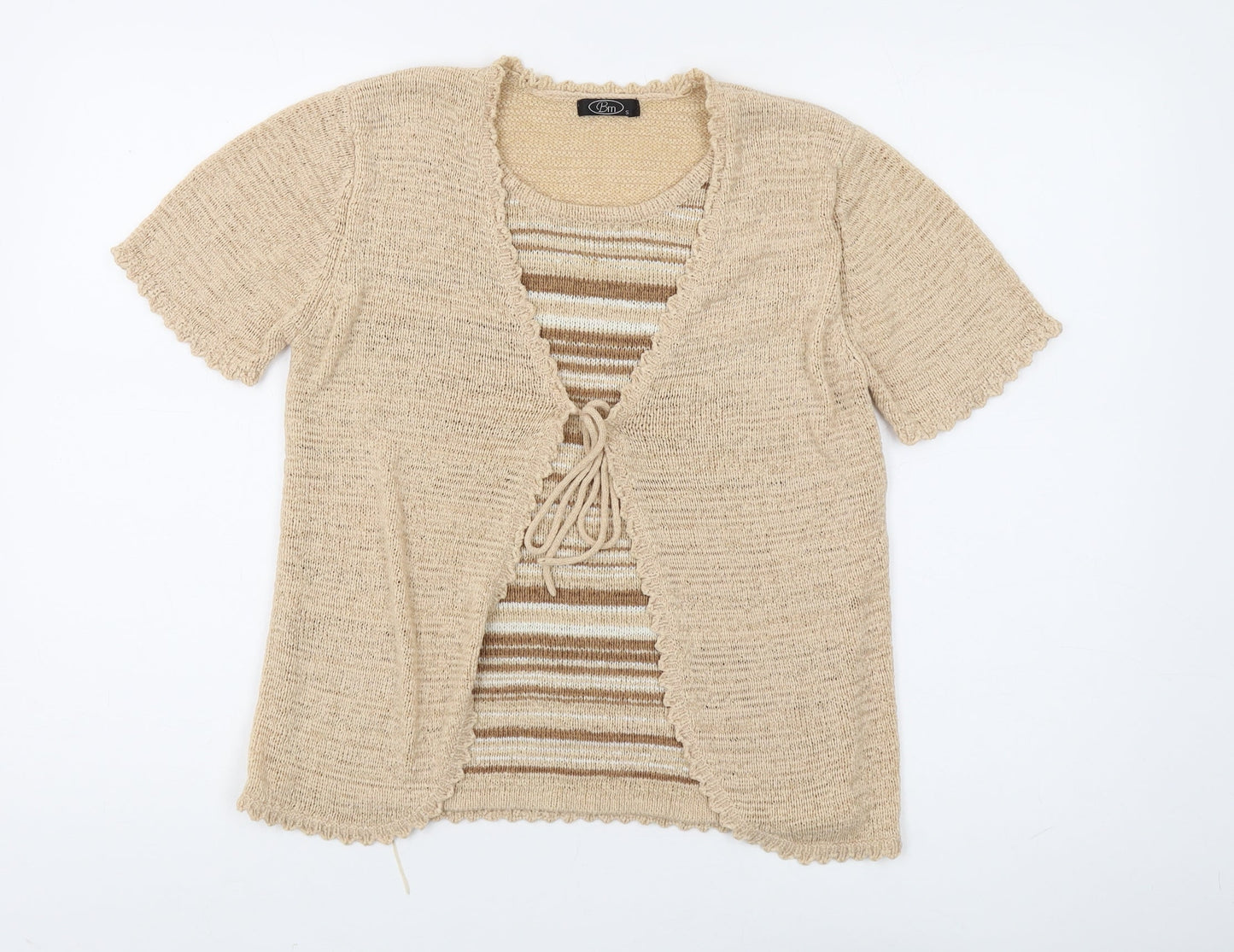 Bm Women's Beige Short Sleeve Cardigan Size S