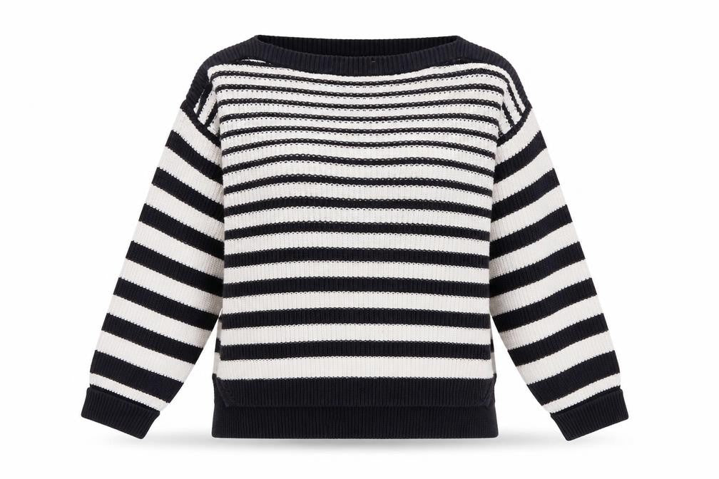 Marks and Spencer Women's Striped Boat Neck Jumper - Medium