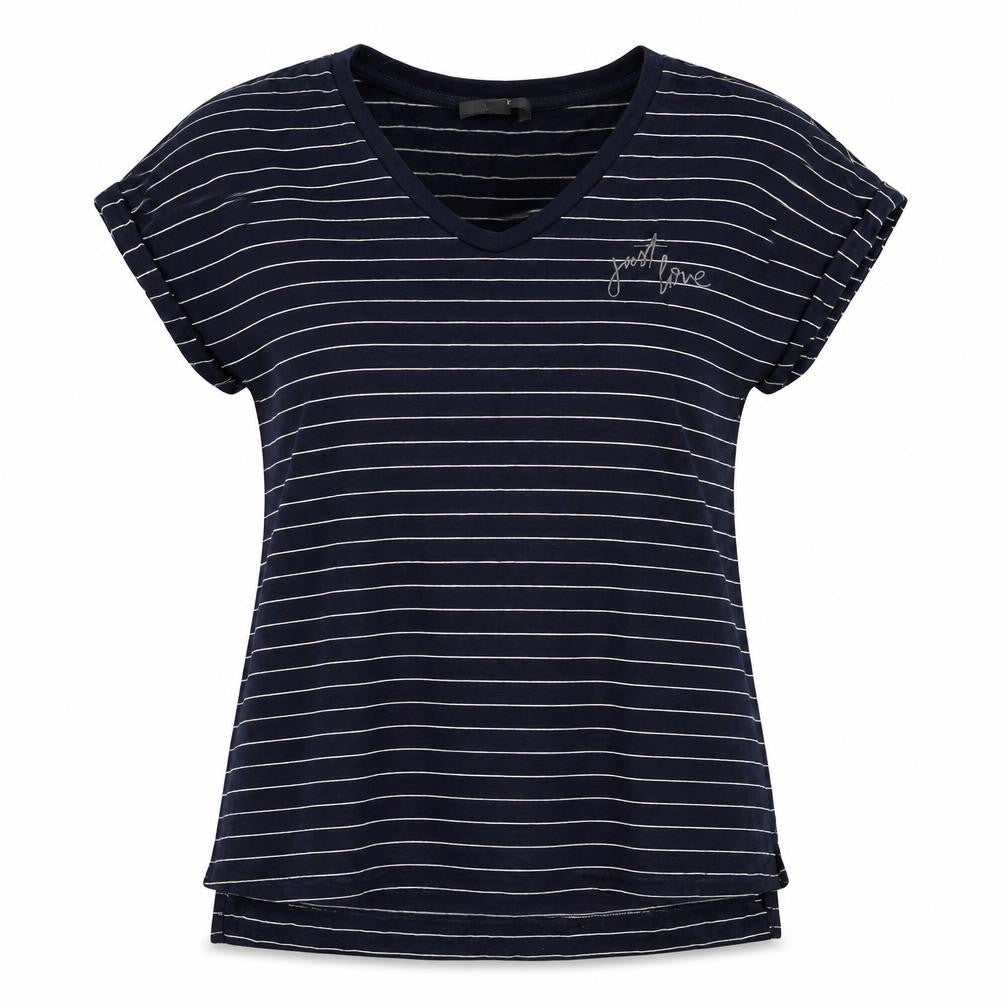 ESPRIT Women's Blue Striped T-Shirt Size S