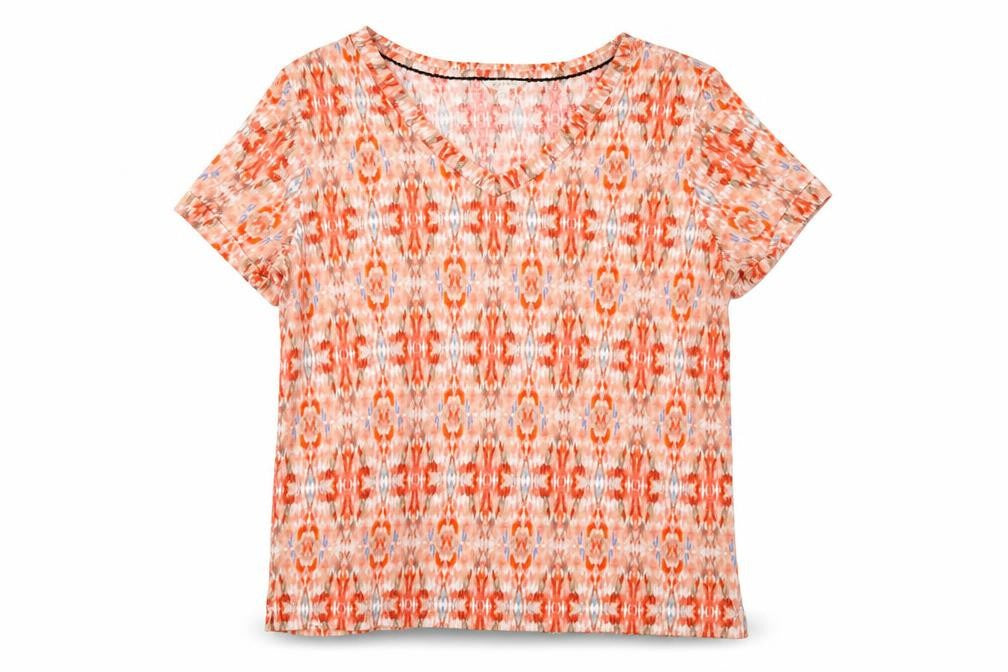 Marks and Spencer Women's Geometric V-Neck T-Shirt