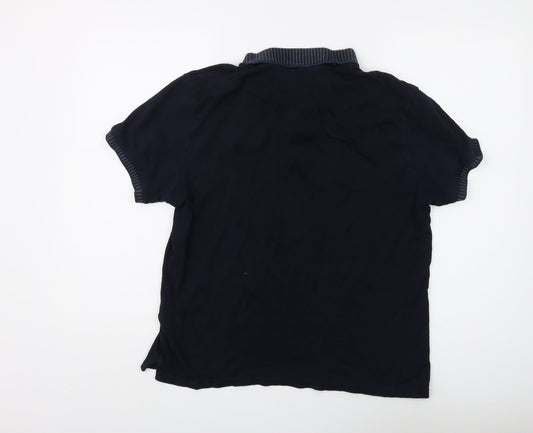 Marks and Spencer Men's Blue Polo, Medium, Regular Fit