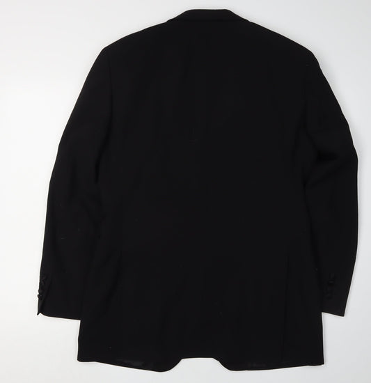 Moss Bros Men's Black Suit Jacket, 38R, Regular Fit