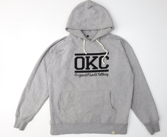 Kandi Clothing Men's Grey Pullover Hoodie - Logo, Size L