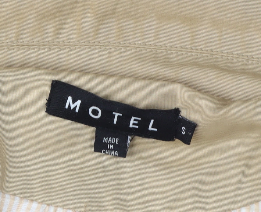 Motel Women's Beige Overcoat, Size S, Collared, Button