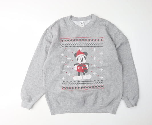 Disney Unisex Grey Mickey Mouse Christmas Sweatshirt L