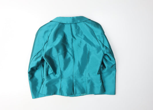 L.K. Bennett Women's Blue Silk Wool Suit Jacket UK 12