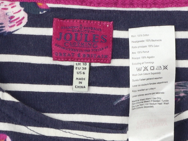 Joules Women's Multicoloured Striped T-Shirt Size 10