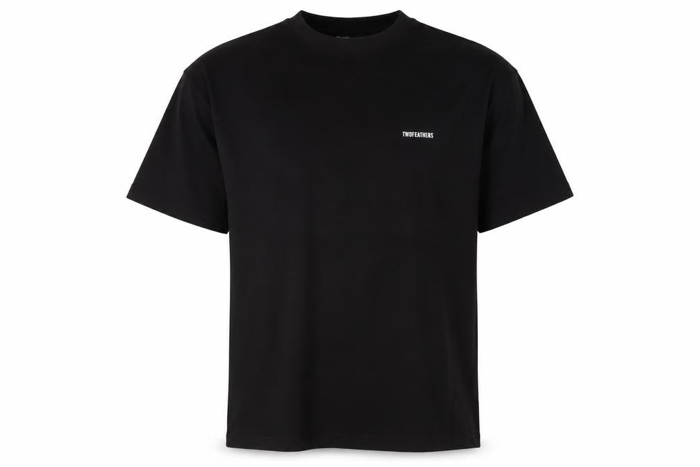 TWOFEATHERS Men's Black Cotton T-Shirt - Large