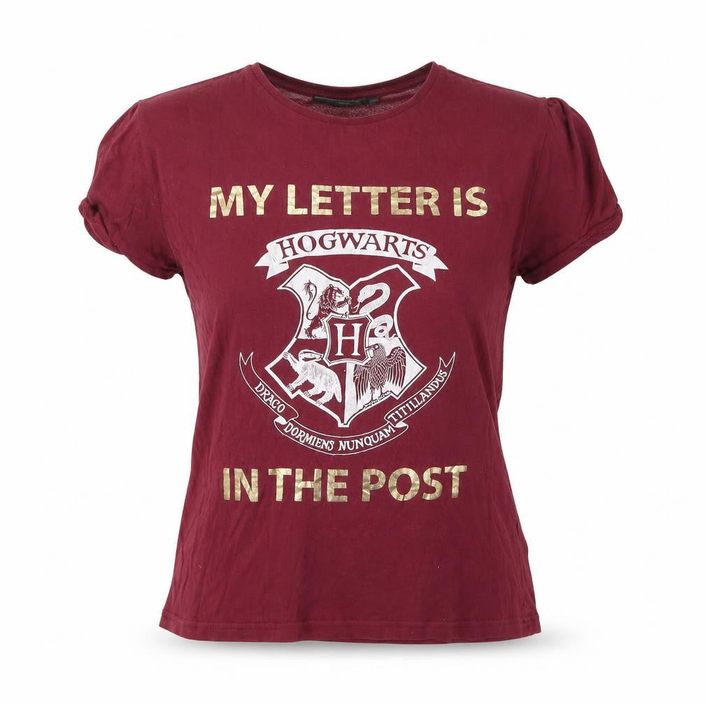 Unisex Adultss UK Size 12 Harry Potter Red Cotton T-Shirt