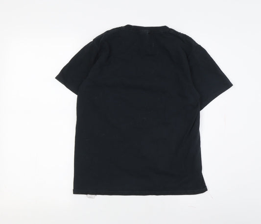 Boys Black Graphic T-Shirt, Large, Cotton, Geek Style