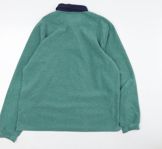 Cotton Traders Men's Green Long Sleeve Polo, Size L