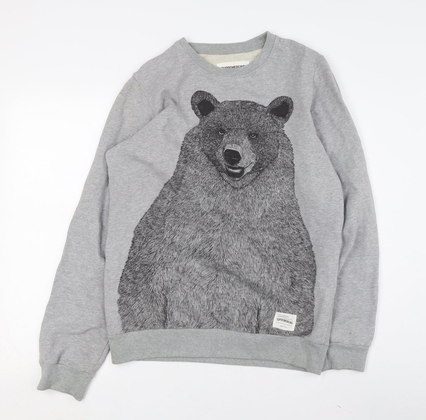 Supreme Unisex Grey Bear Print Sweatshirt, Size S