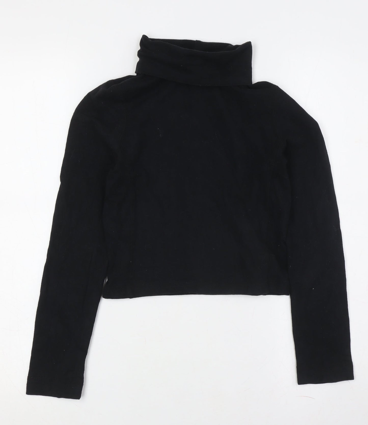 GAP Women's Black Cropped High Neck Top - 2XS