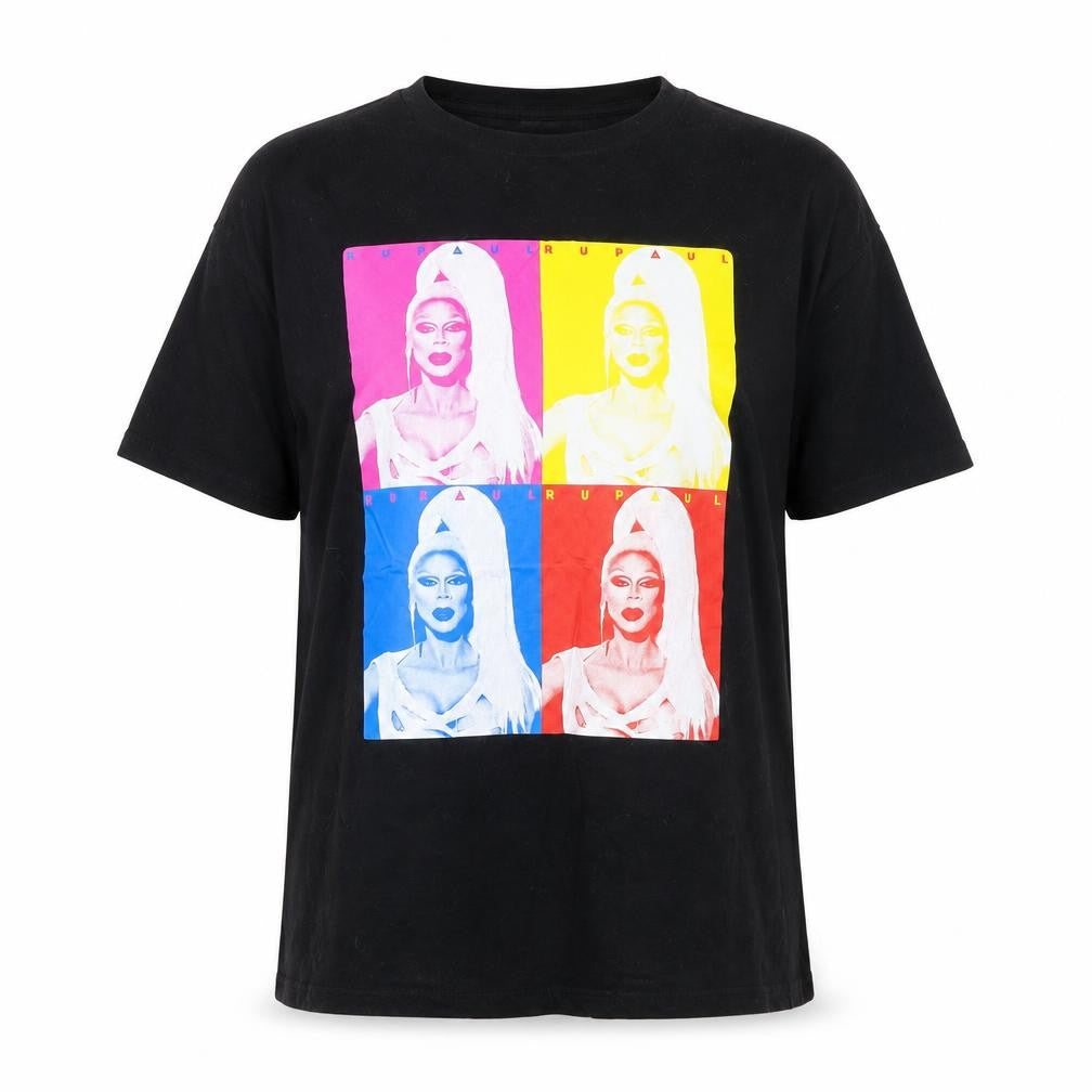 RuPaul Womens Black Pop Art T-Shirt Size S