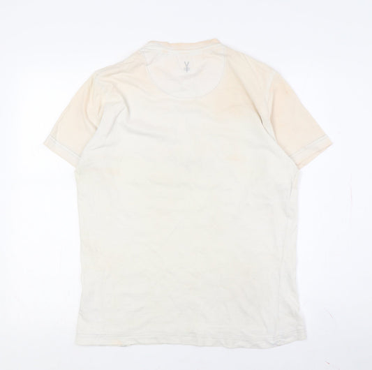 Nippon Women's Beige T-Shirt Medium Crew Neck Casual