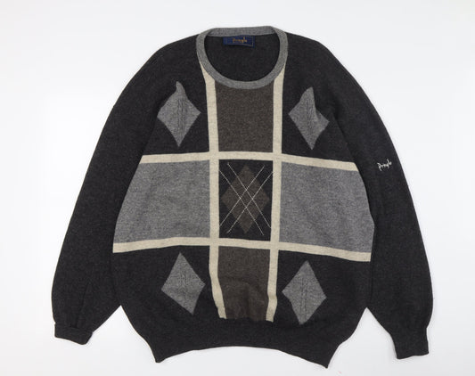 Pringle Men’s Grey Argyle Wool Pullover XL