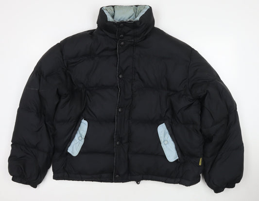 Armani Unisex Black Puffer Jacket Size 14 Button Casual