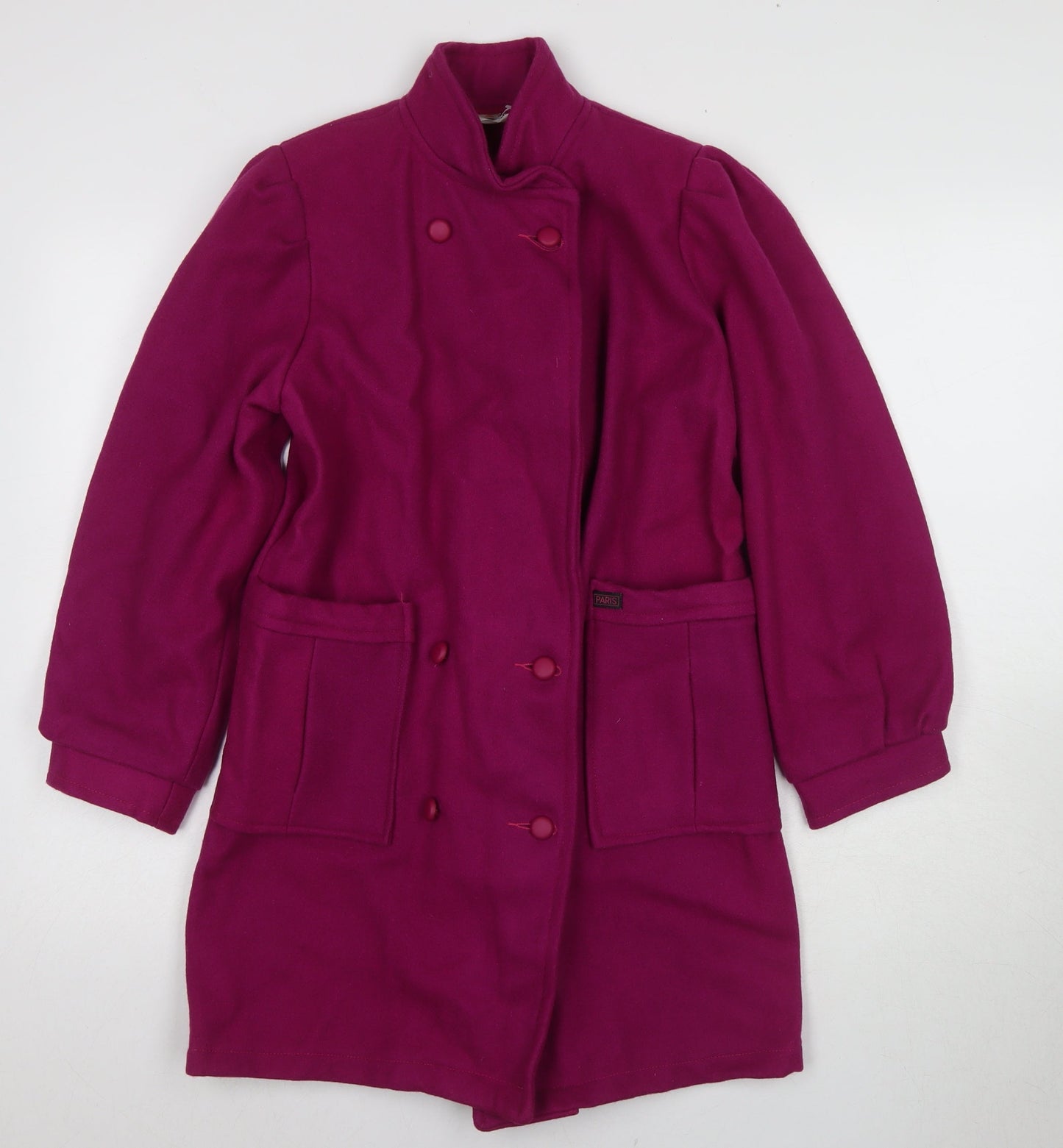 PARIS Women's Purple Wool Mid-Length Coat Size 4