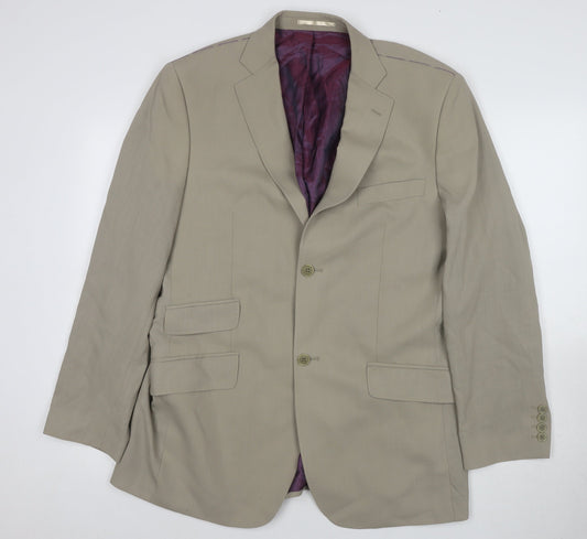 Ted Baker Men's Beige Wool Blazer Regular Fit 40R