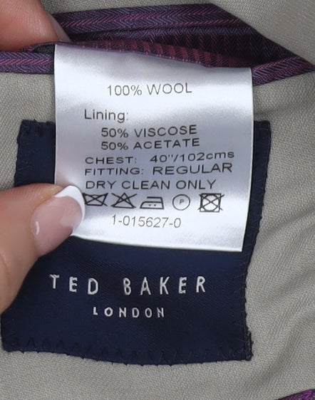 Ted Baker Men's Beige Wool Blazer Regular Fit 40R
