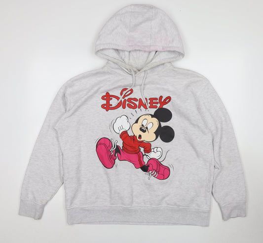 Disney Men’s Grey Mickey Mouse Hoodie, Large