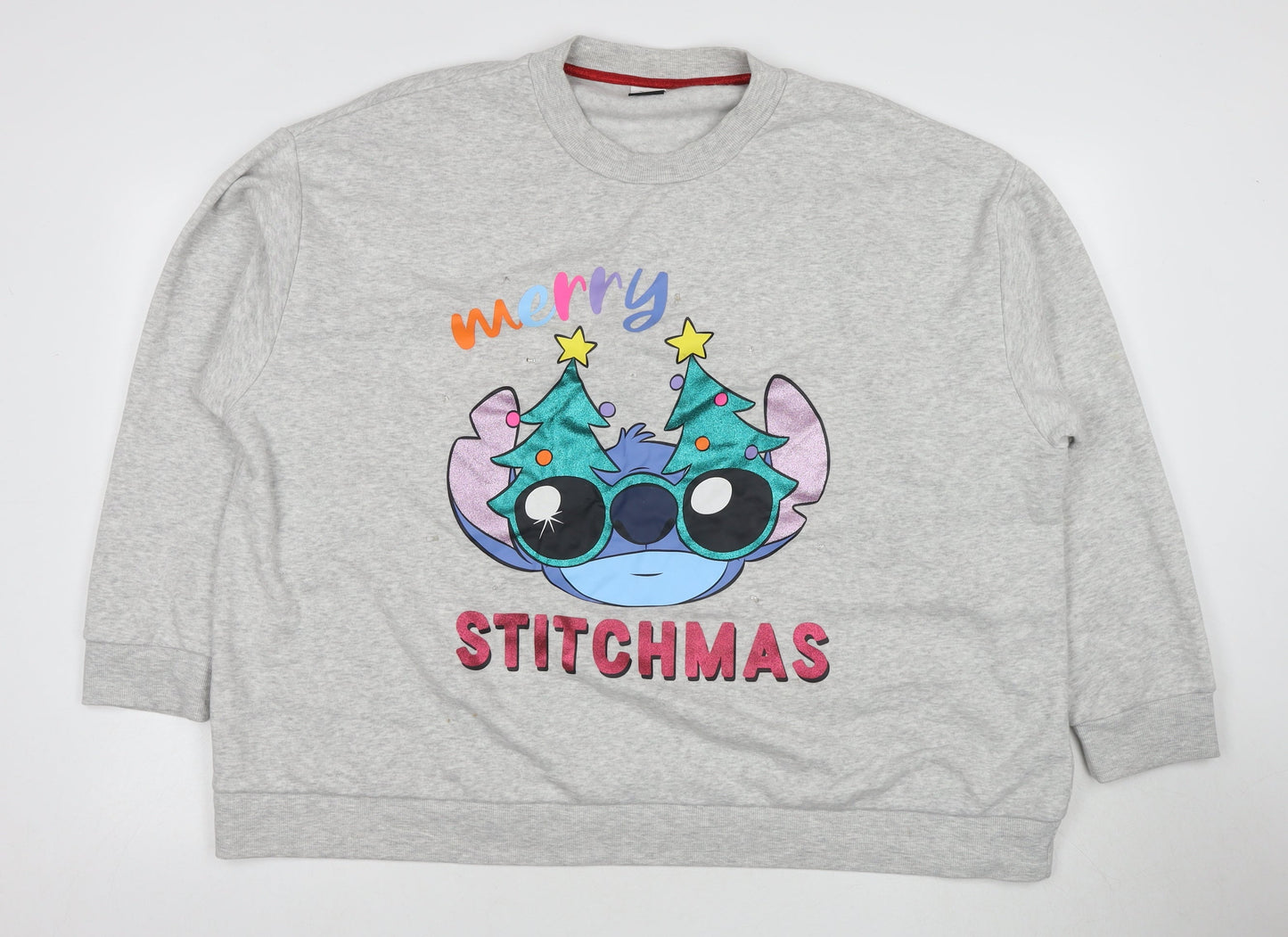 Disney Women's 2XL Grey Stitch Christmas Sweatshirt