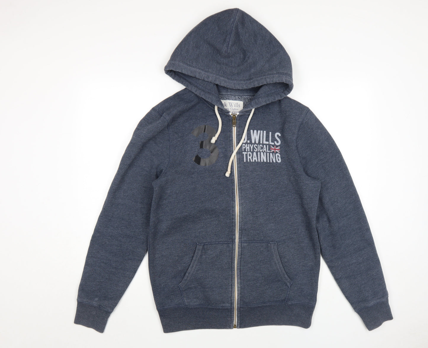 Jack Wills Men's Blue Full Zip Hoodie, Small, Logo Accent