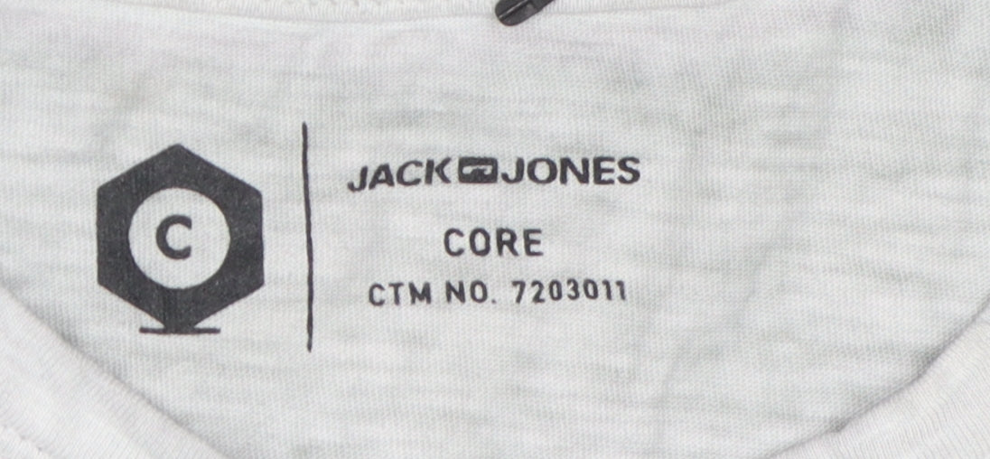 Jack & Jones Men’s Grey Cotton T-Shirt, M, Graphic Logo