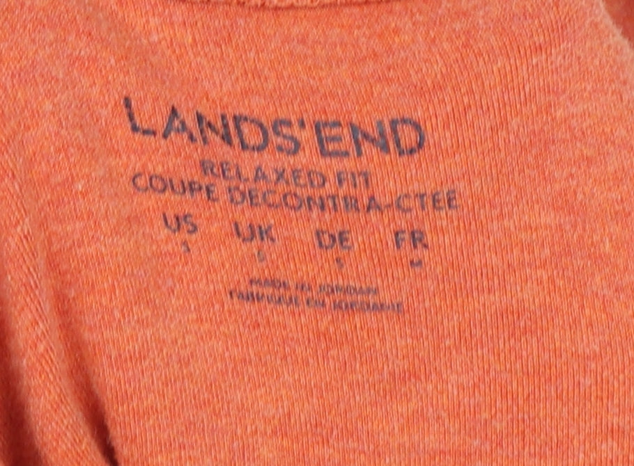 Lands' End Orange Mock Neck T-Shirt, Size L, Women