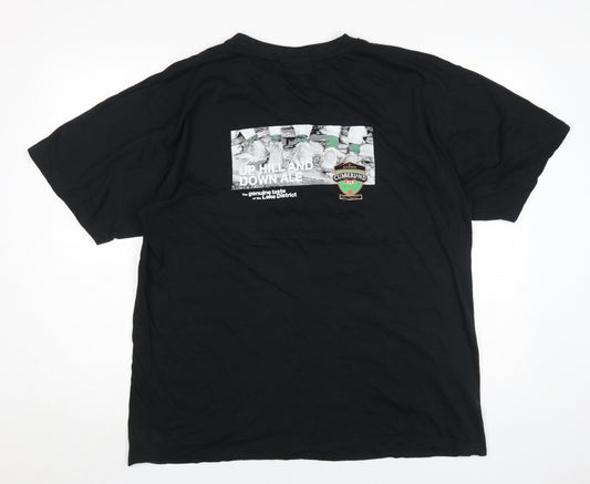 Hanes Men's Black V-Neck Beer Logo T-Shirt XL