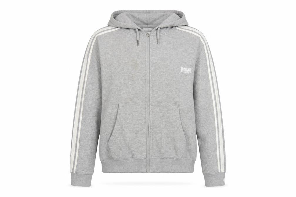 Womens UK 12 Regular Lonsdale Grey Full Zip Hoodie