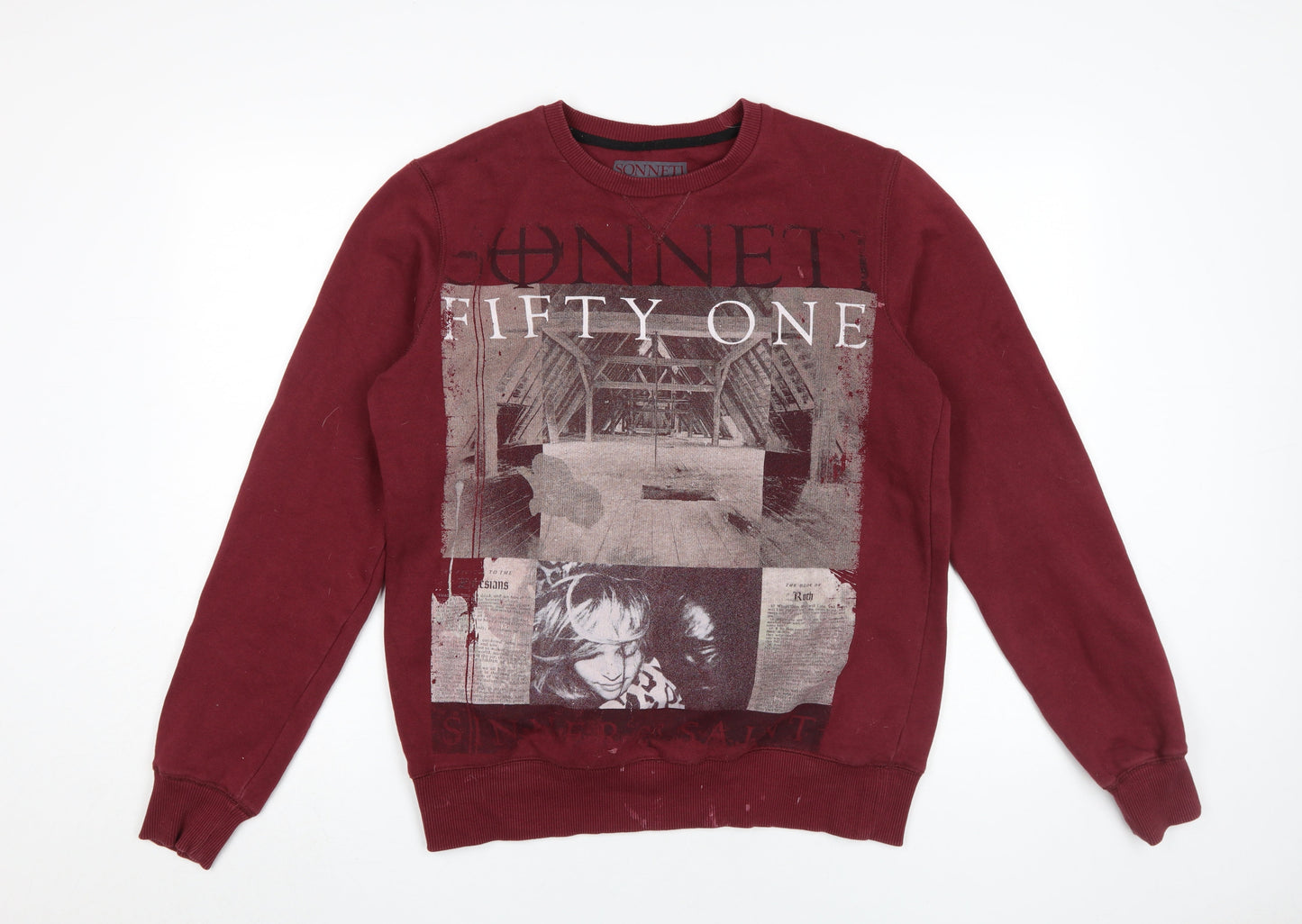 Sonneti Men's Red Graphic Print Pullover Sweatshirt M