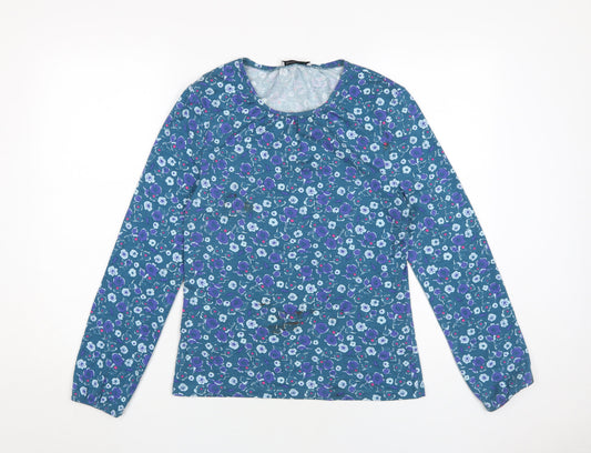 Kettlewell Women's Blue Floral Jersey Blouse Medium