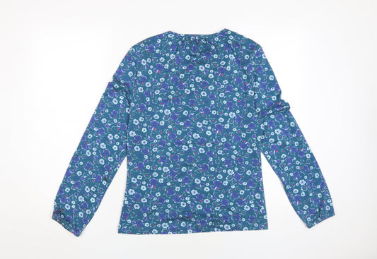 Kettlewell Women's Blue Floral Jersey Blouse Medium