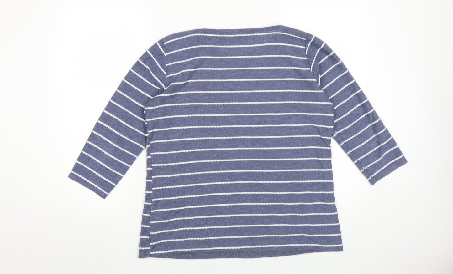 Isle Women's Blue Striped 3/4 Sleeve T-Shirt M