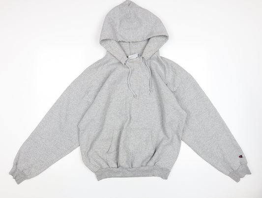 Champion Men's Grey Pullover Hoodie L with Logo