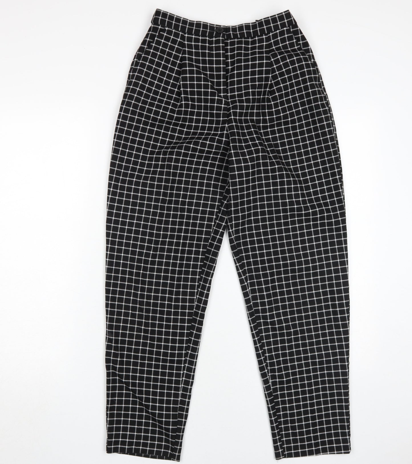 Monki Women's Black Check Straight Trousers Size 6