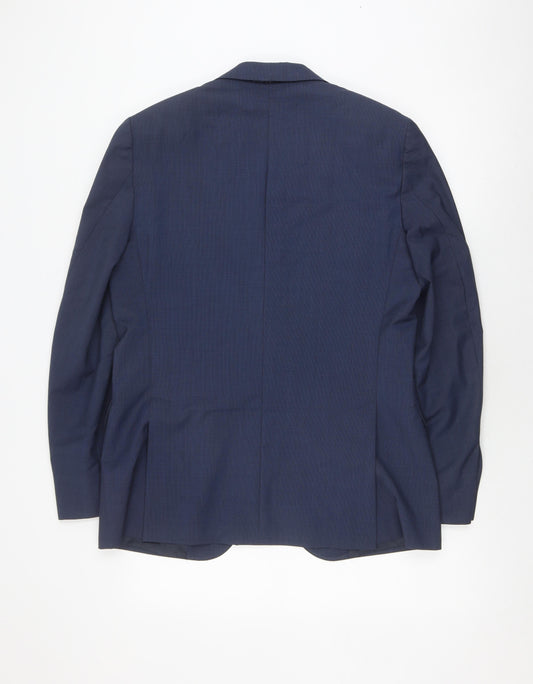 Massimo Dutti Men's Blue Wool Blazer Size 40R