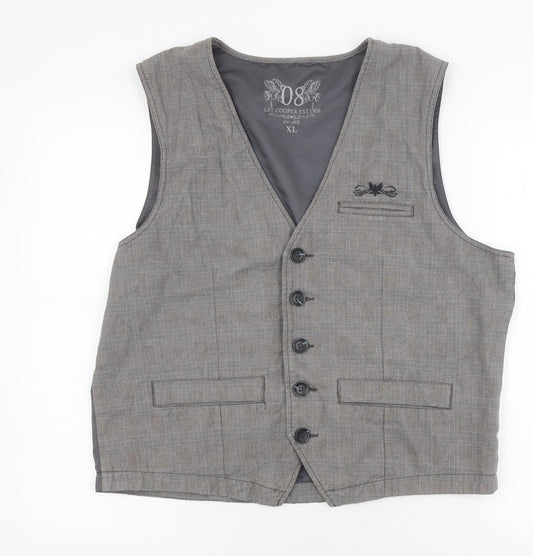 Lee Cooper Men's Grey Waistcoat XL, Cotton and Polyester
